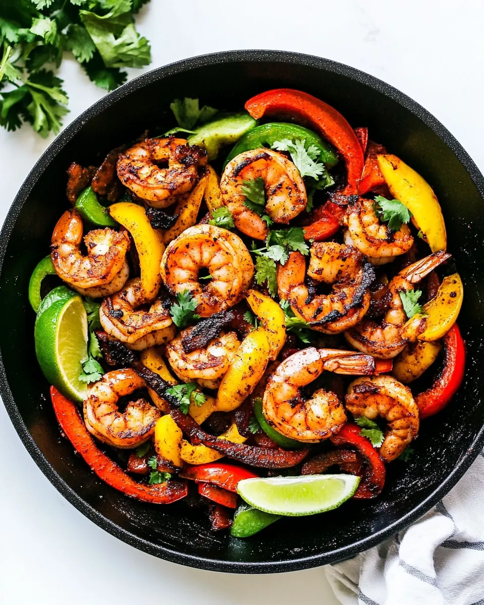 Skillet Blackened Shrimp Fajitas