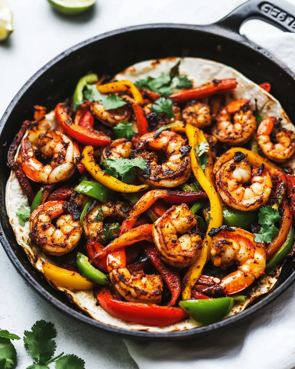Skillet Blackened Shrimp Fajitas