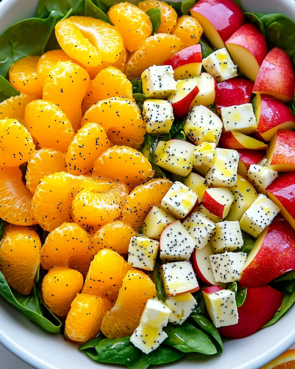 Apple Mandarin Orange Pear and Feta Spinach Salad