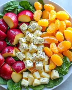 Apple Mandarin Orange Pear and Feta Spinach Salad