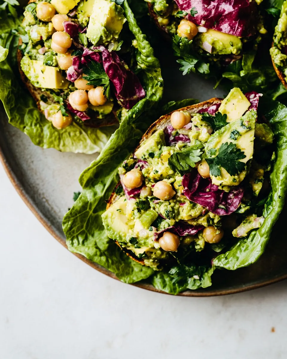 Avocado Chickpea Salad Sandwiches Lettuce Wraps