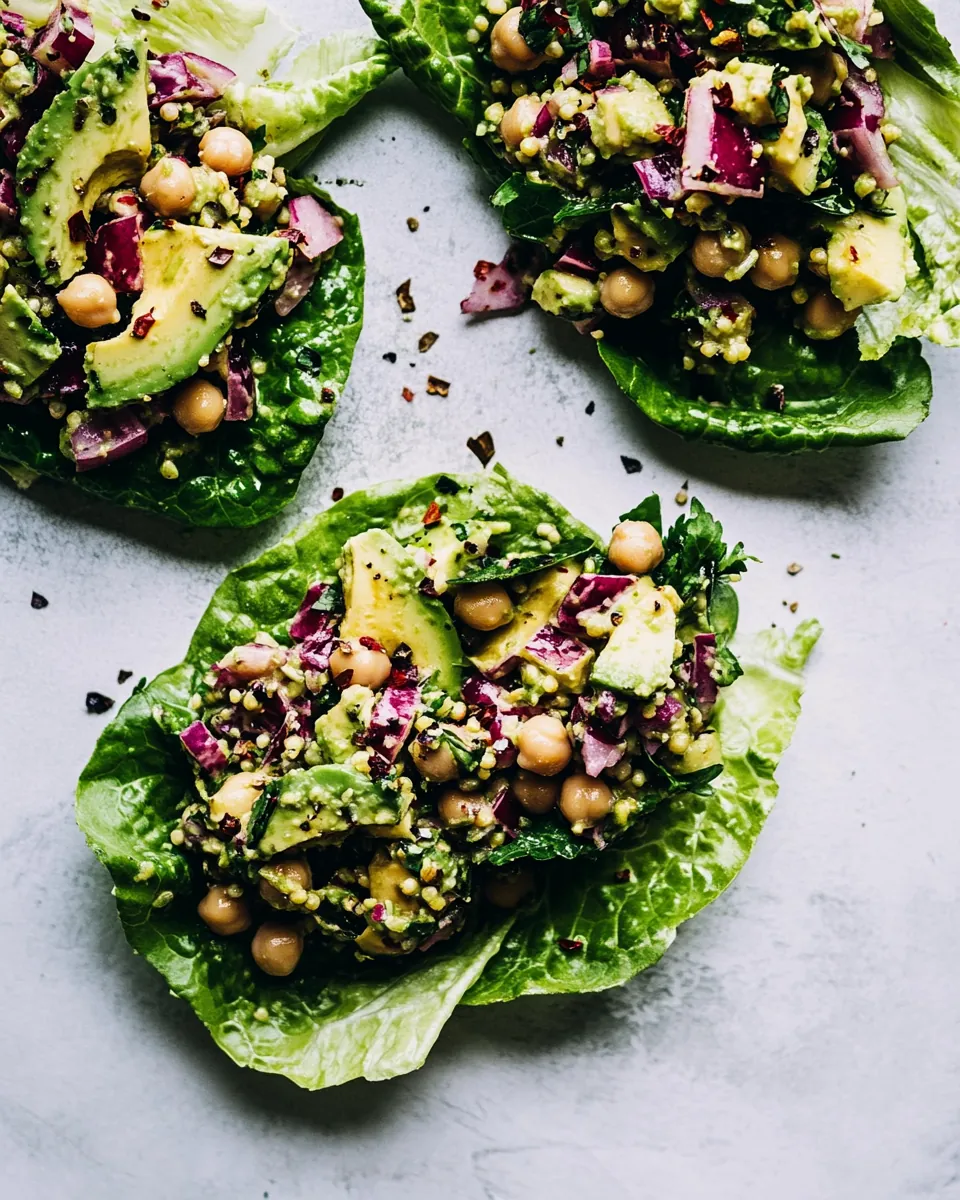 Avocado Chickpea Salad Sandwiches Lettuce Wraps