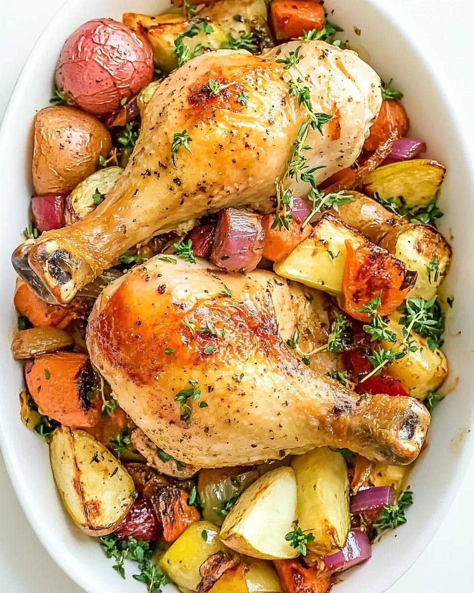 Baked Chicken Leg Quarters with Roasted Vegetables