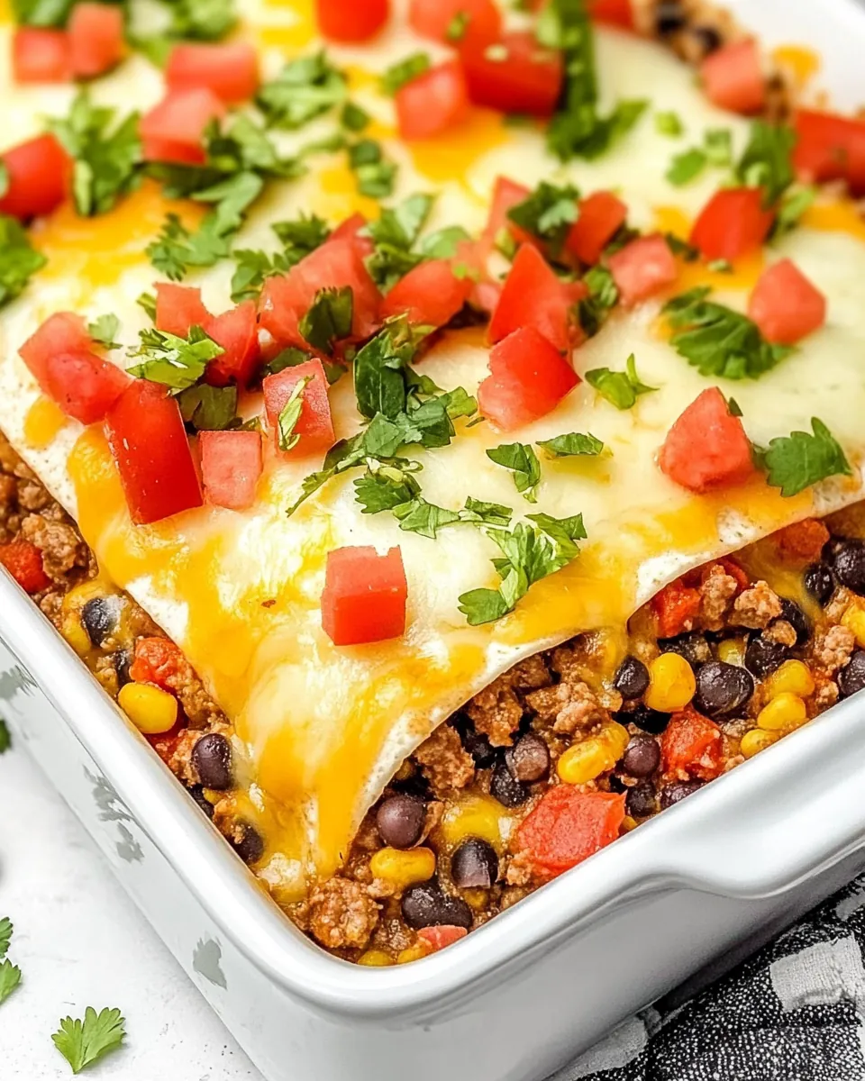 Beef Black Eyed Pea Burrito Casserole