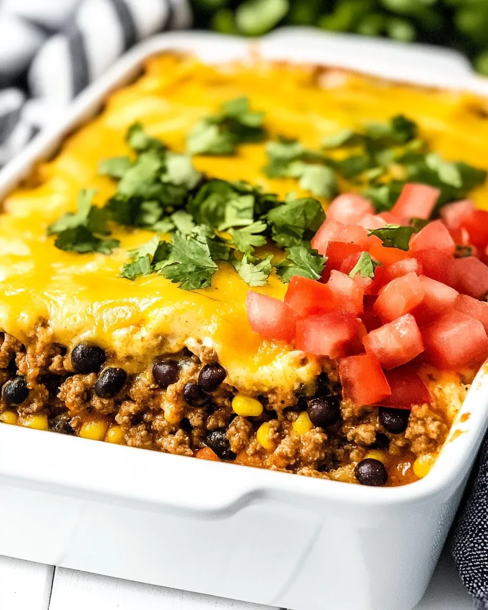 Beef Black Eyed Pea Burrito Casserole