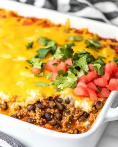 Beef Black Eyed Pea Burrito Casserole