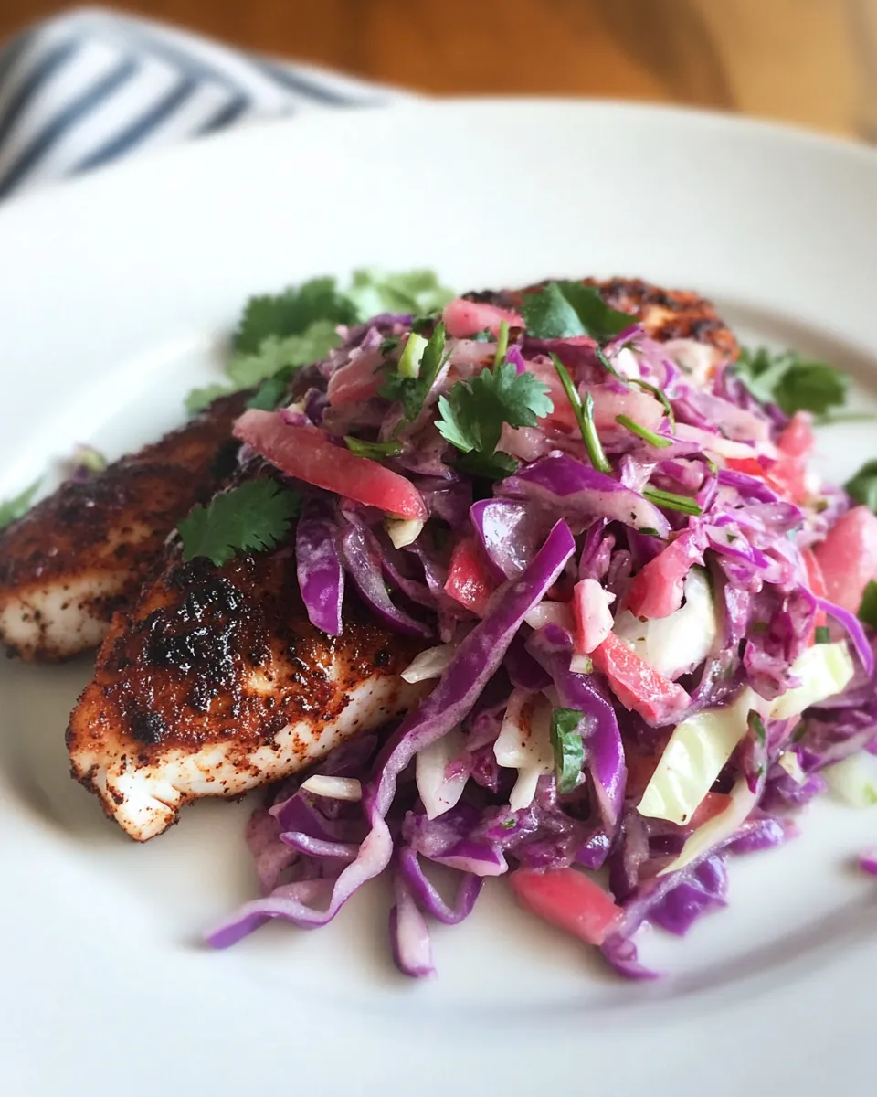 Blackened Tilapia with Fennel and Cabbage Slaw