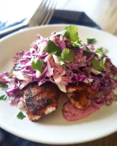 Blackened Tilapia with Fennel and Cabbage Slaw