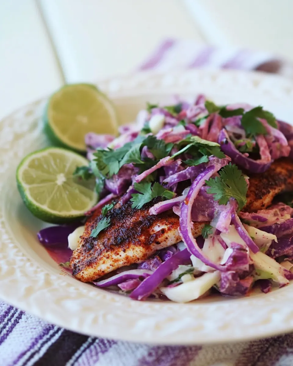 Blackened Tilapia with Fennel and Cabbage Slaw