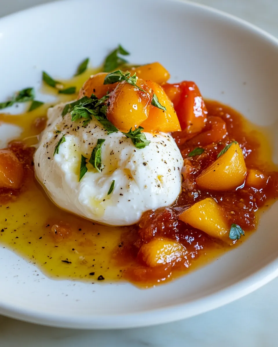 Burrata with Tomato Peach Jam