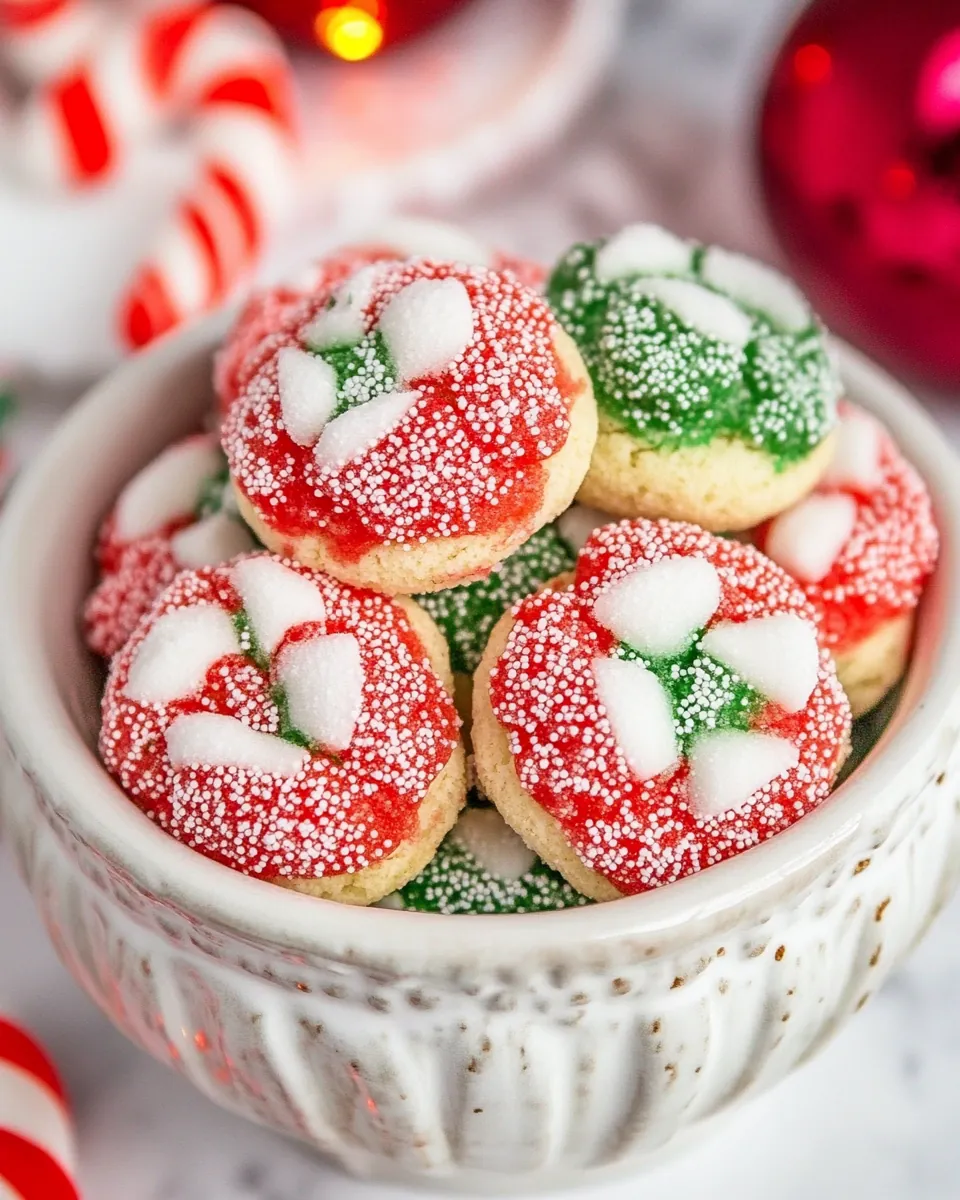 Candy Cane Blossoms Cookies
