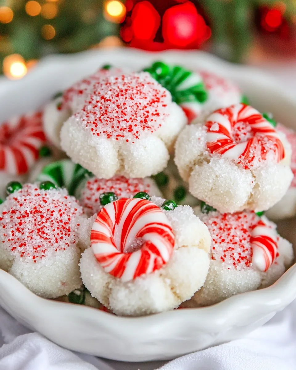 Candy Cane Blossoms Cookies