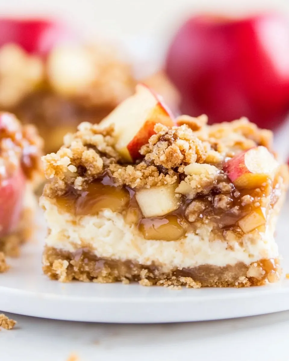 Caramel Apple Cheesecake Crumble Bars
