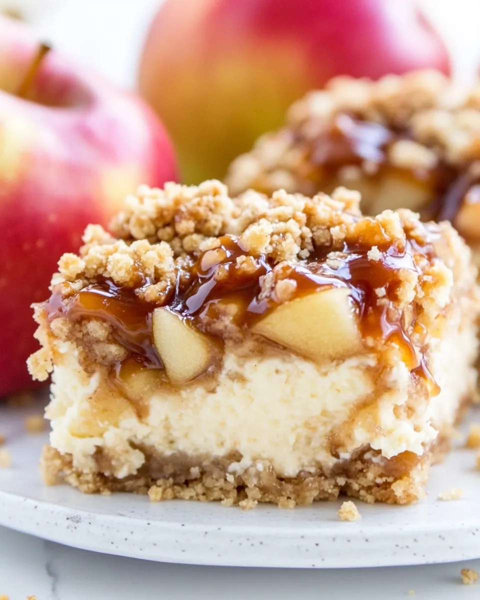 Caramel Apple Cheesecake Crumble Bars