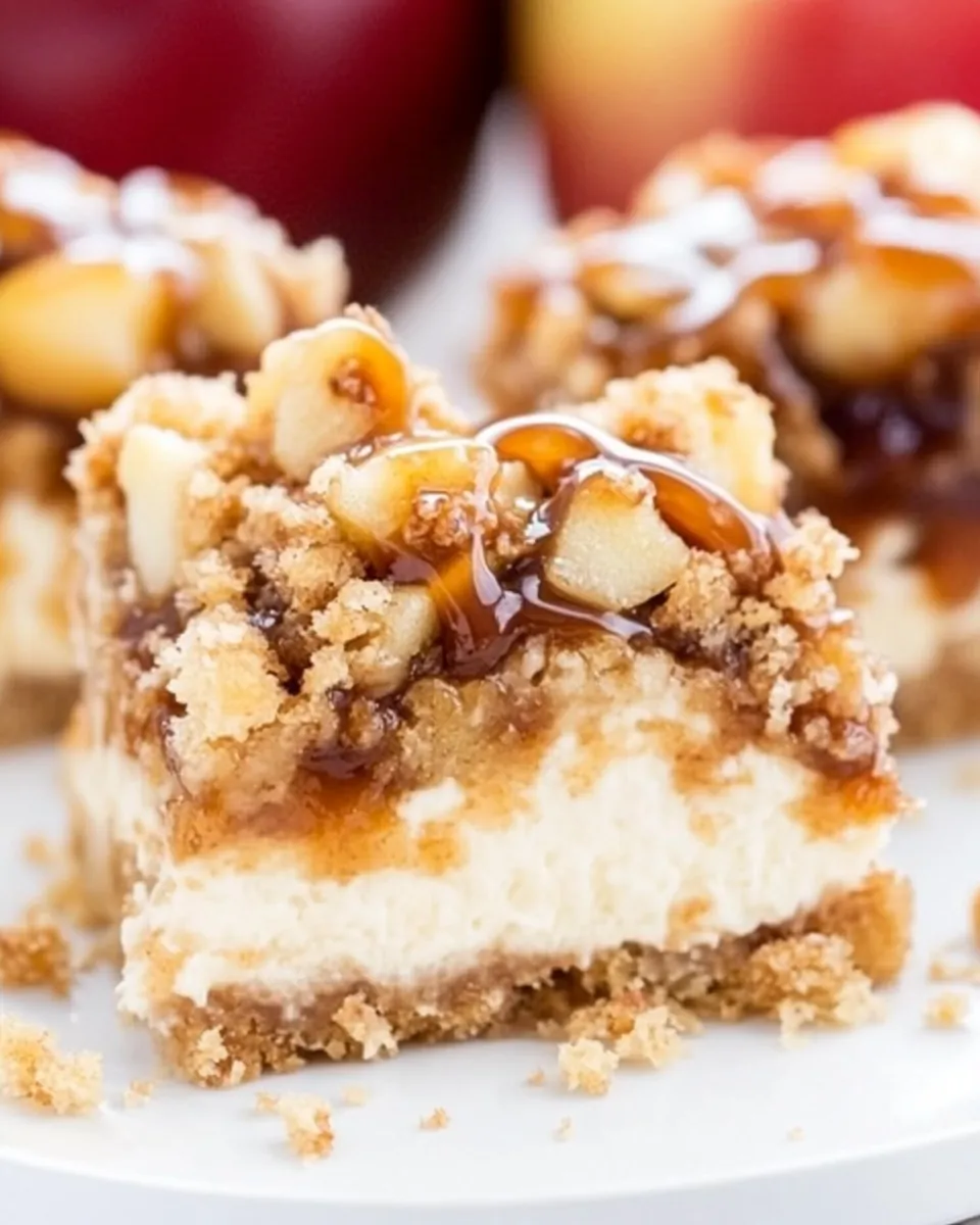Caramel Apple Cheesecake Crumble Bars