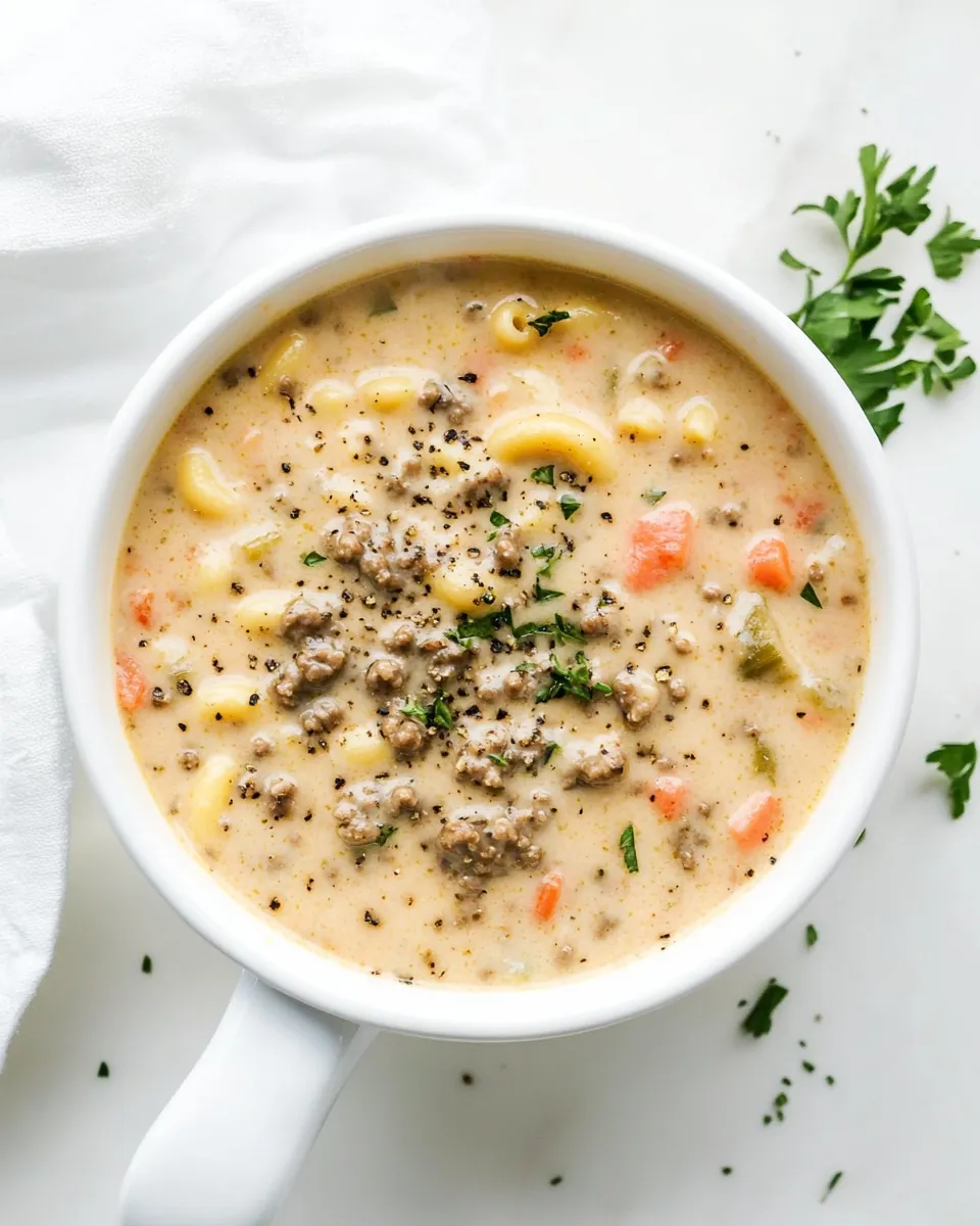 Cheeseburger Macaroni Soup