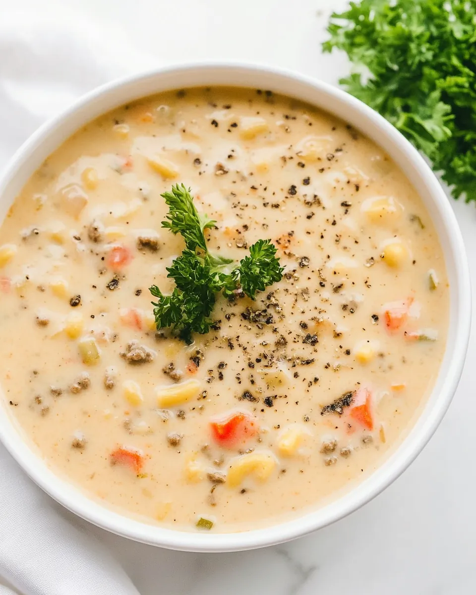 Cheeseburger Macaroni Soup