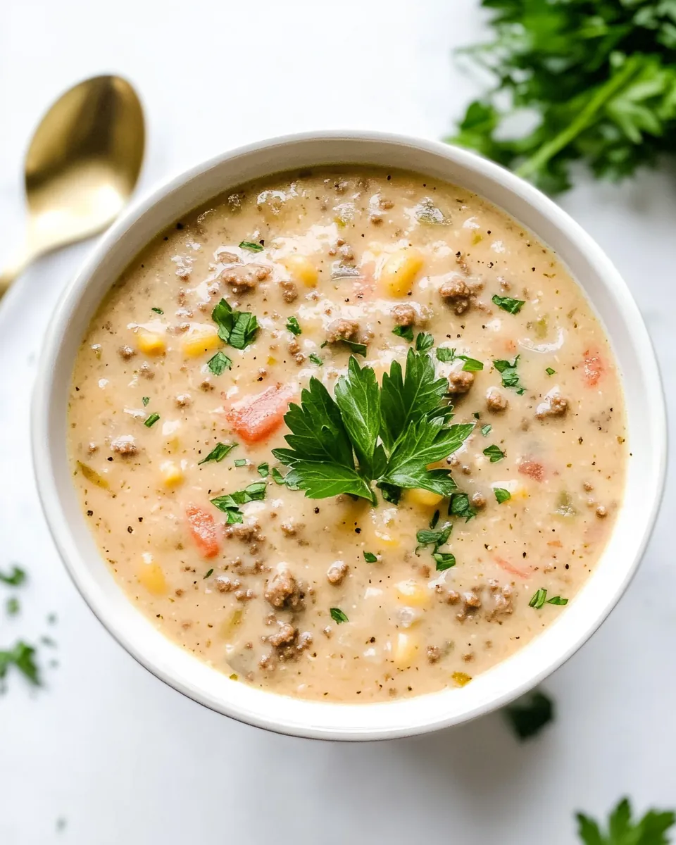 Cheeseburger Macaroni Soup