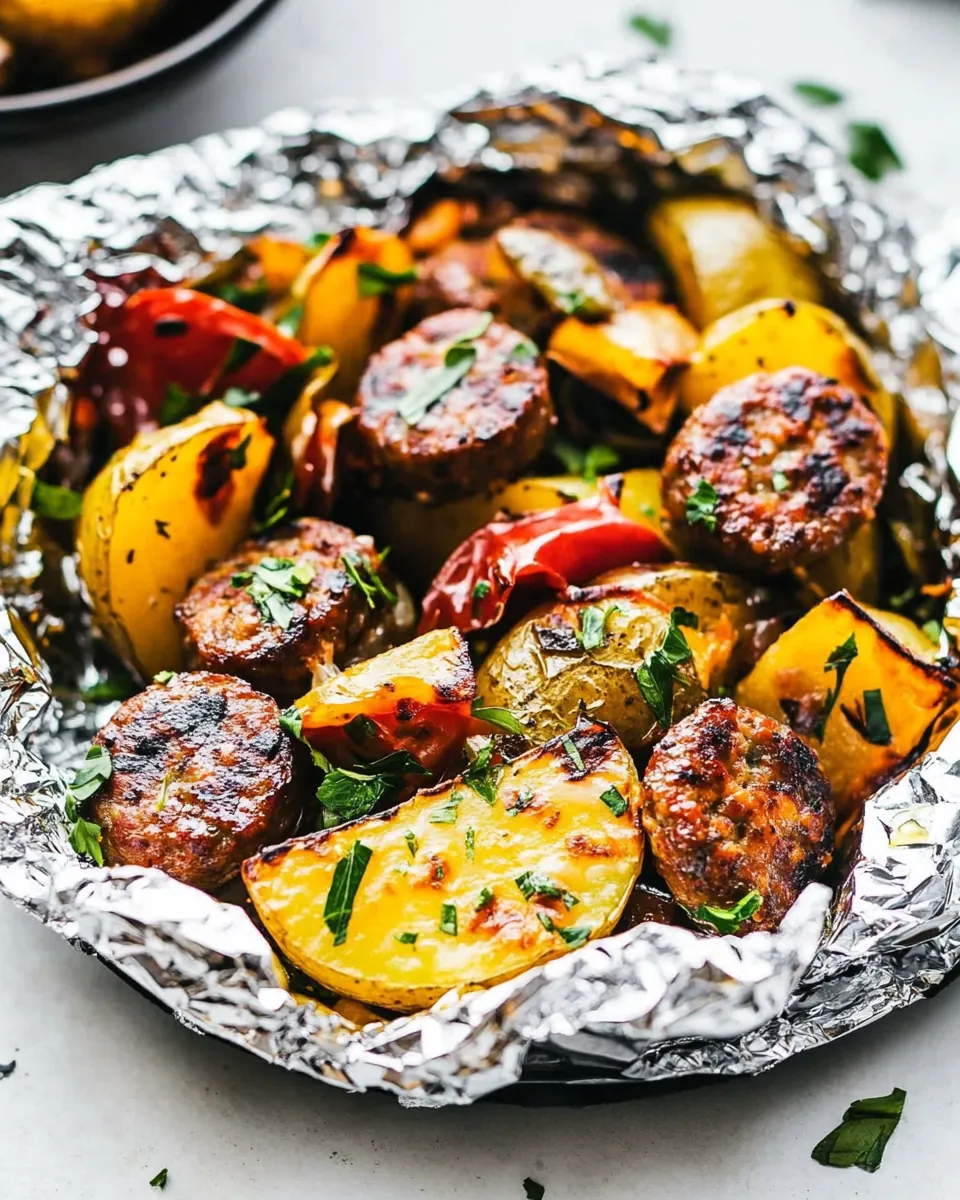 Cheesy Sausage Potato Foil Packets