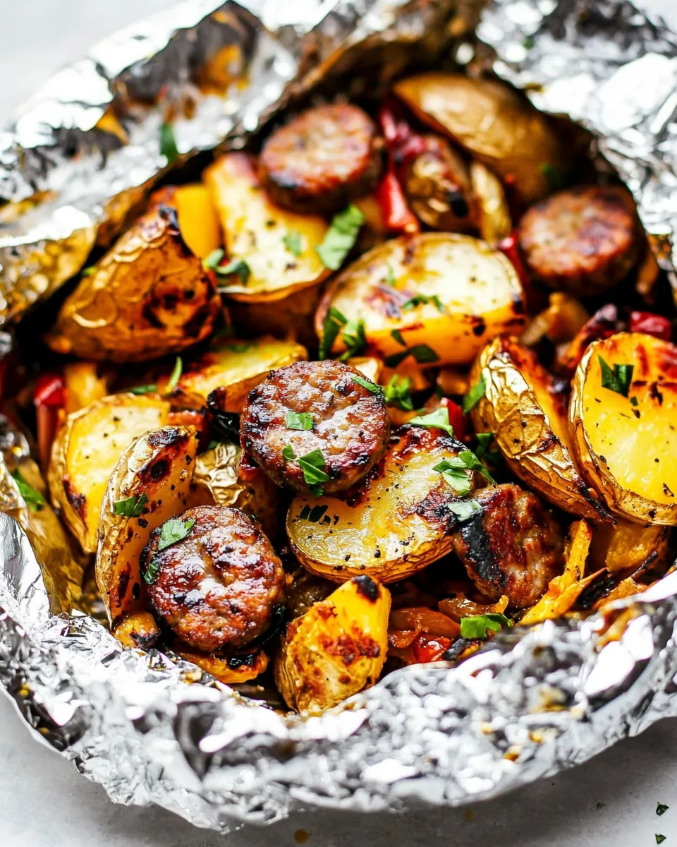 Cheesy Sausage Potato Foil Packets
