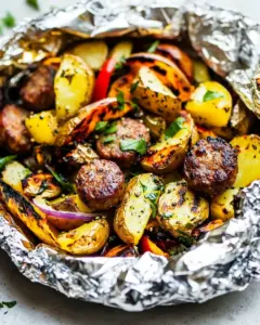 Cheesy Sausage Potato Foil Packets