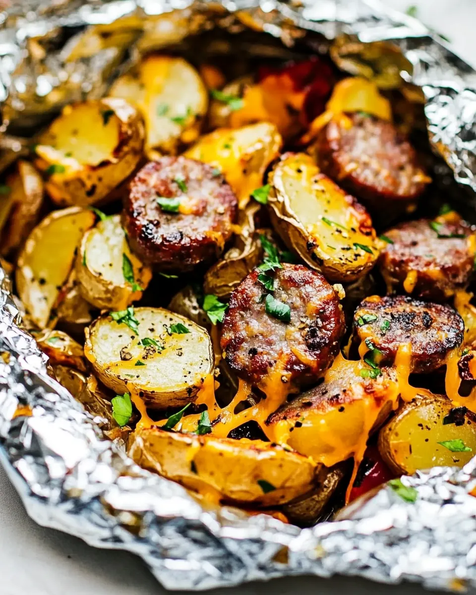 Cheesy Sausage Potato Foil Packets