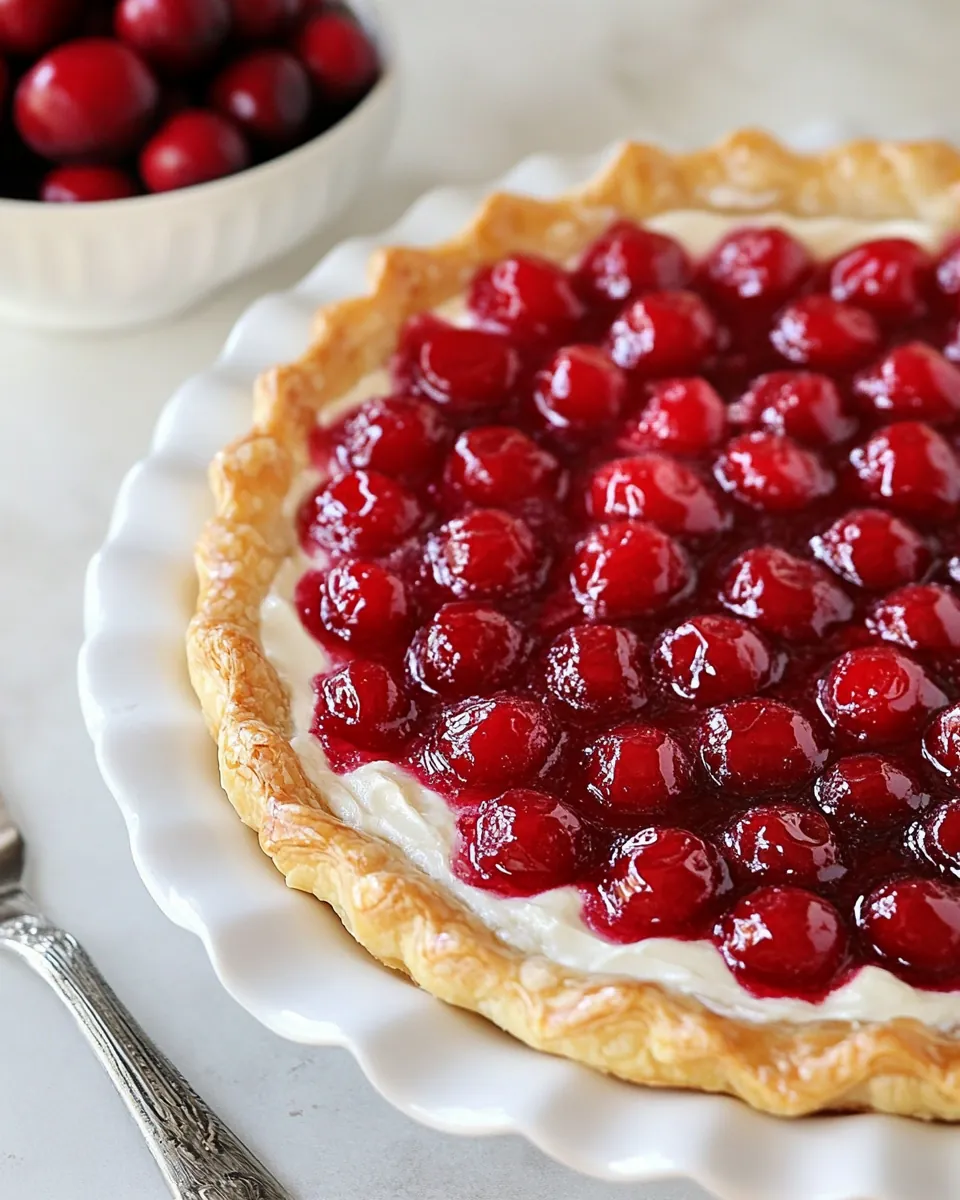 Cherry Cream Puff Pastry Tart