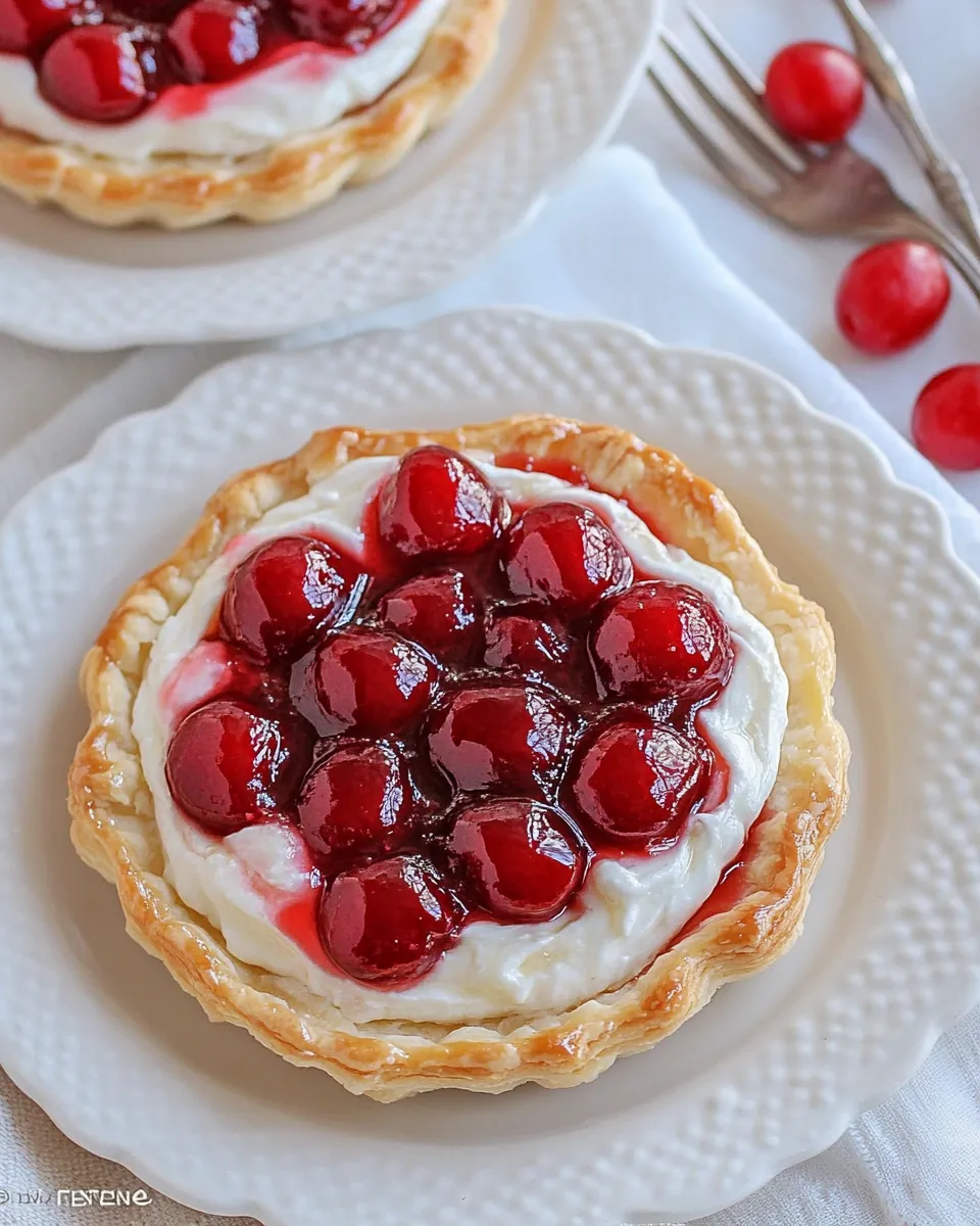 Cherry Cream Puff Pastry Tart