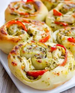 Chicken Pesto Pizza Rolls