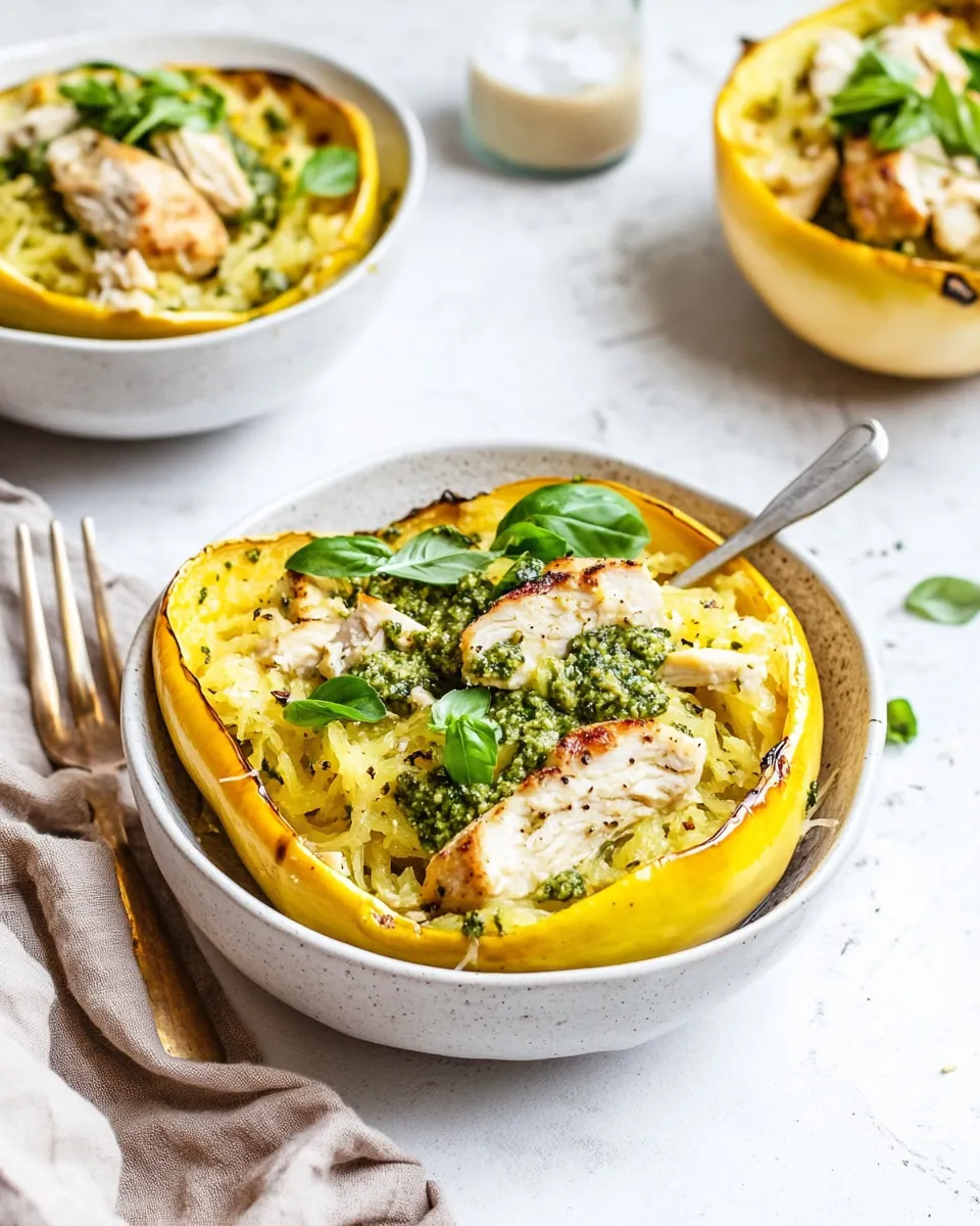 Chicken Pesto Spaghetti Squash