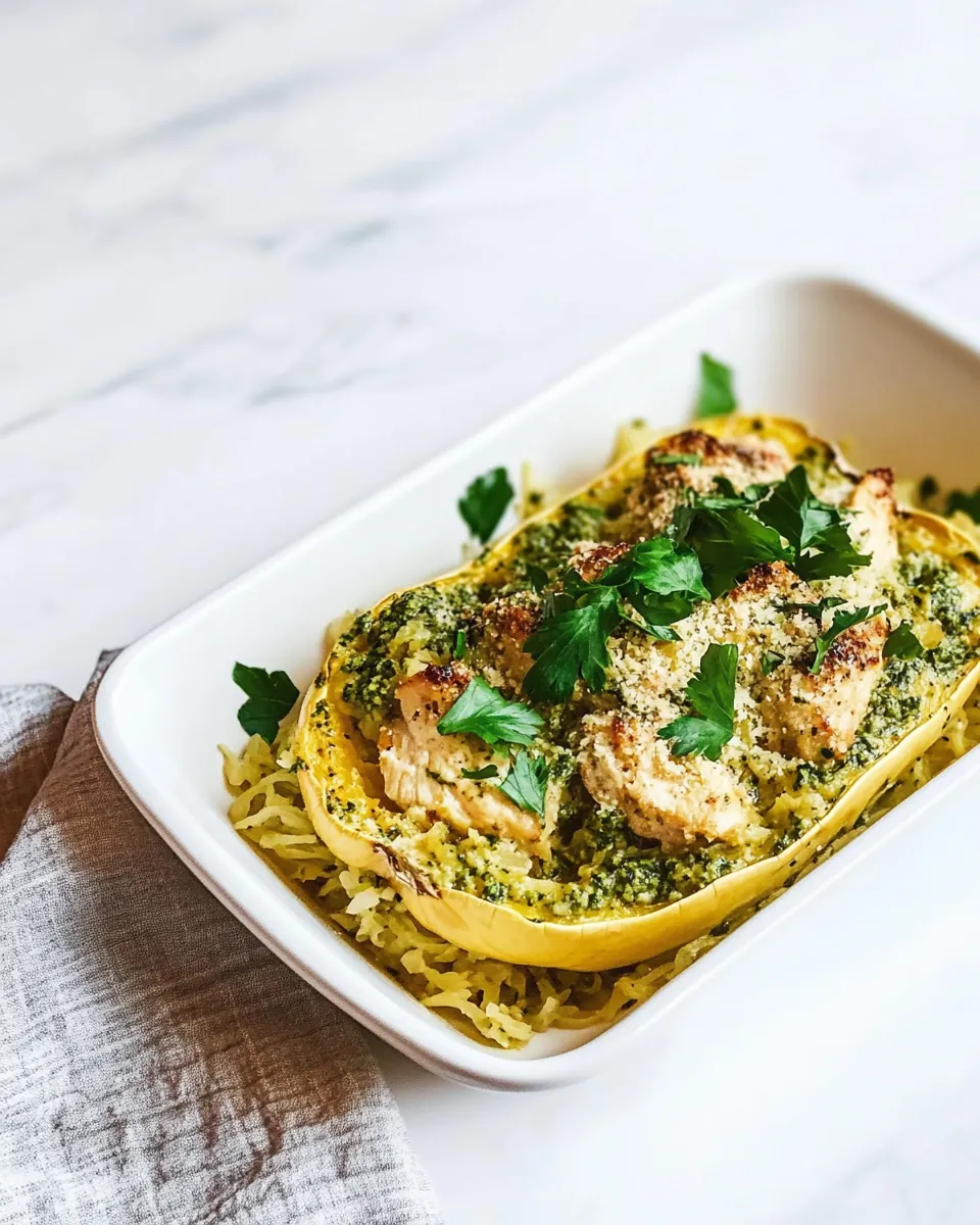 Chicken Pesto Spaghetti Squash