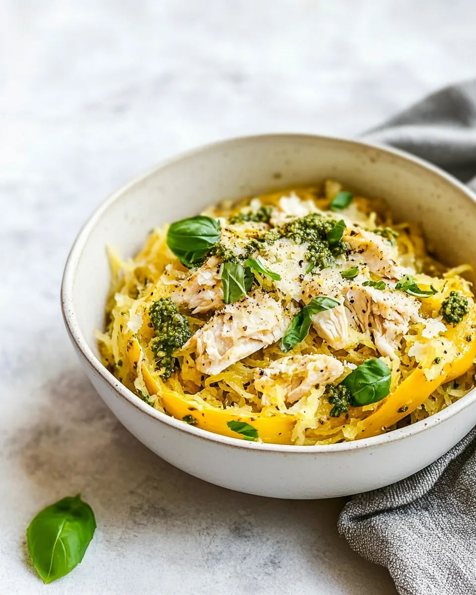 Chicken Pesto Spaghetti Squash