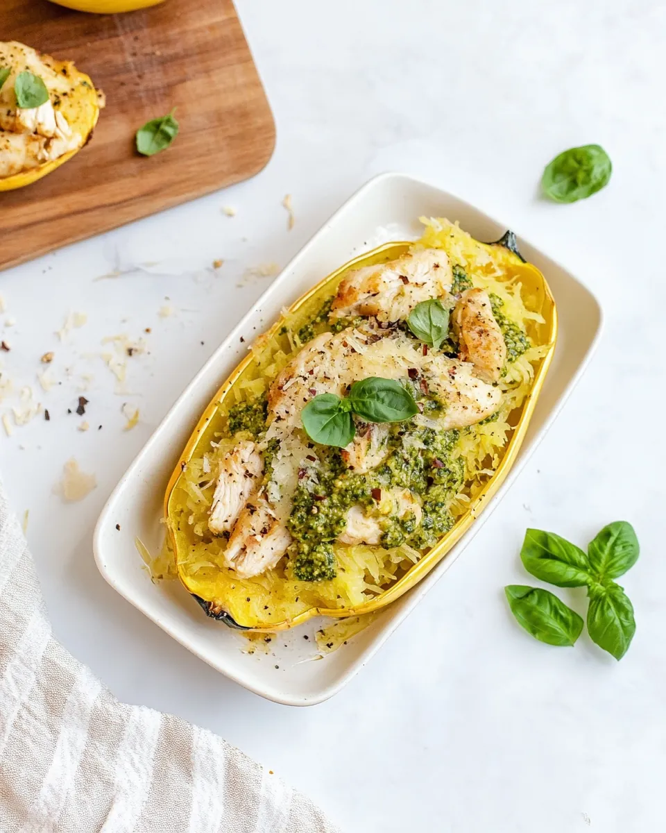 Chicken Pesto Spaghetti Squash