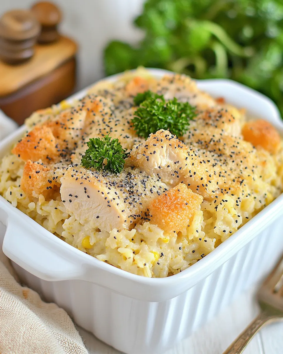 Chicken Poppy Seed Rice Bake