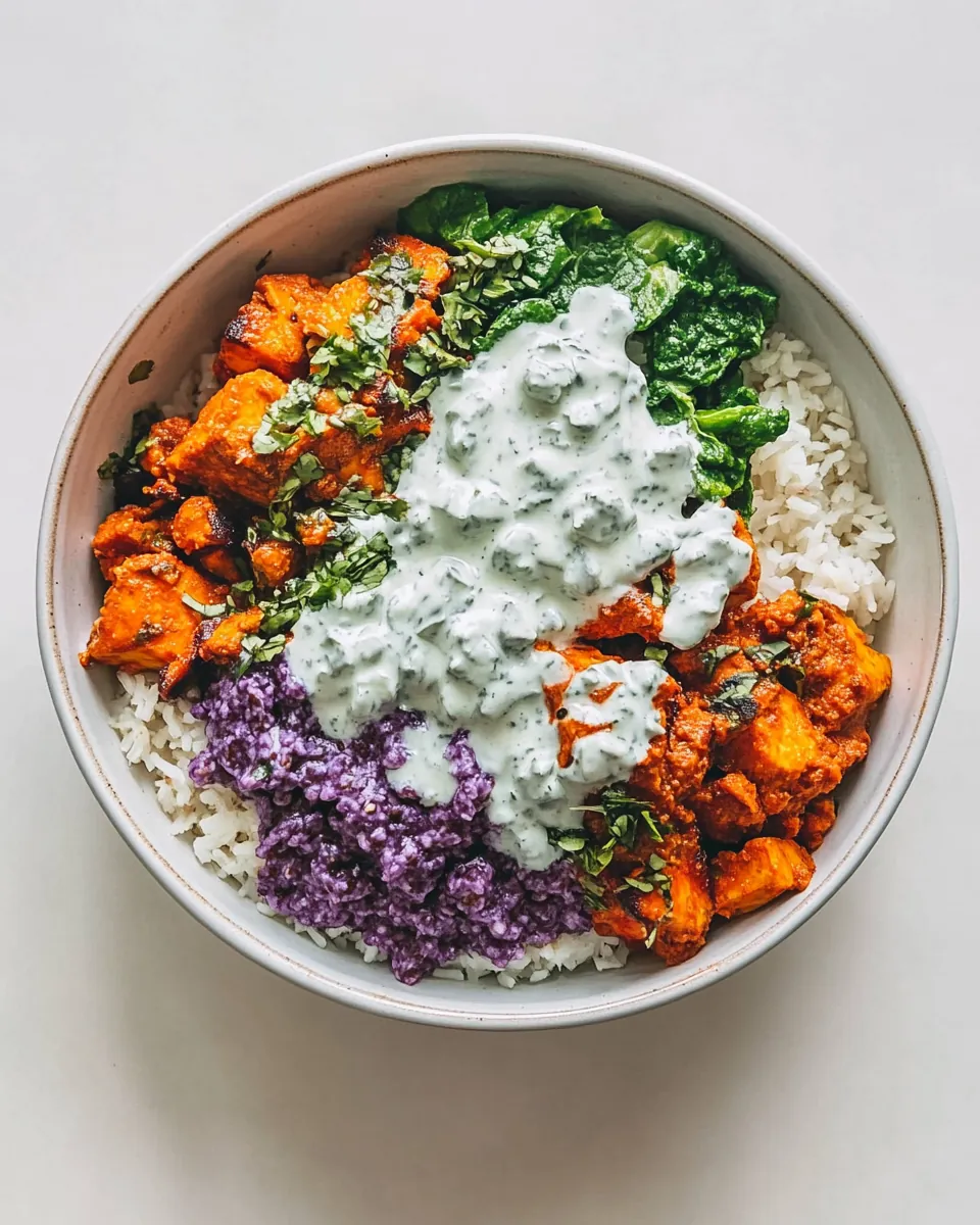 Chicken Tandoori Bowl with Minty Indian Yogurt Dressing