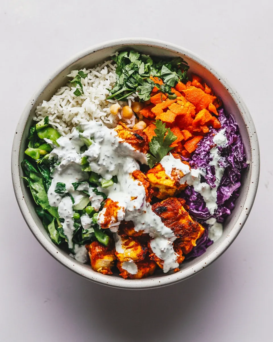 Chicken Tandoori Bowl with Minty Indian Yogurt Dressing