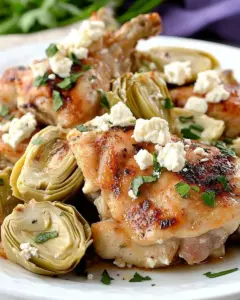 Chicken Thighs with Artichoke Hearts and Feta Cheese