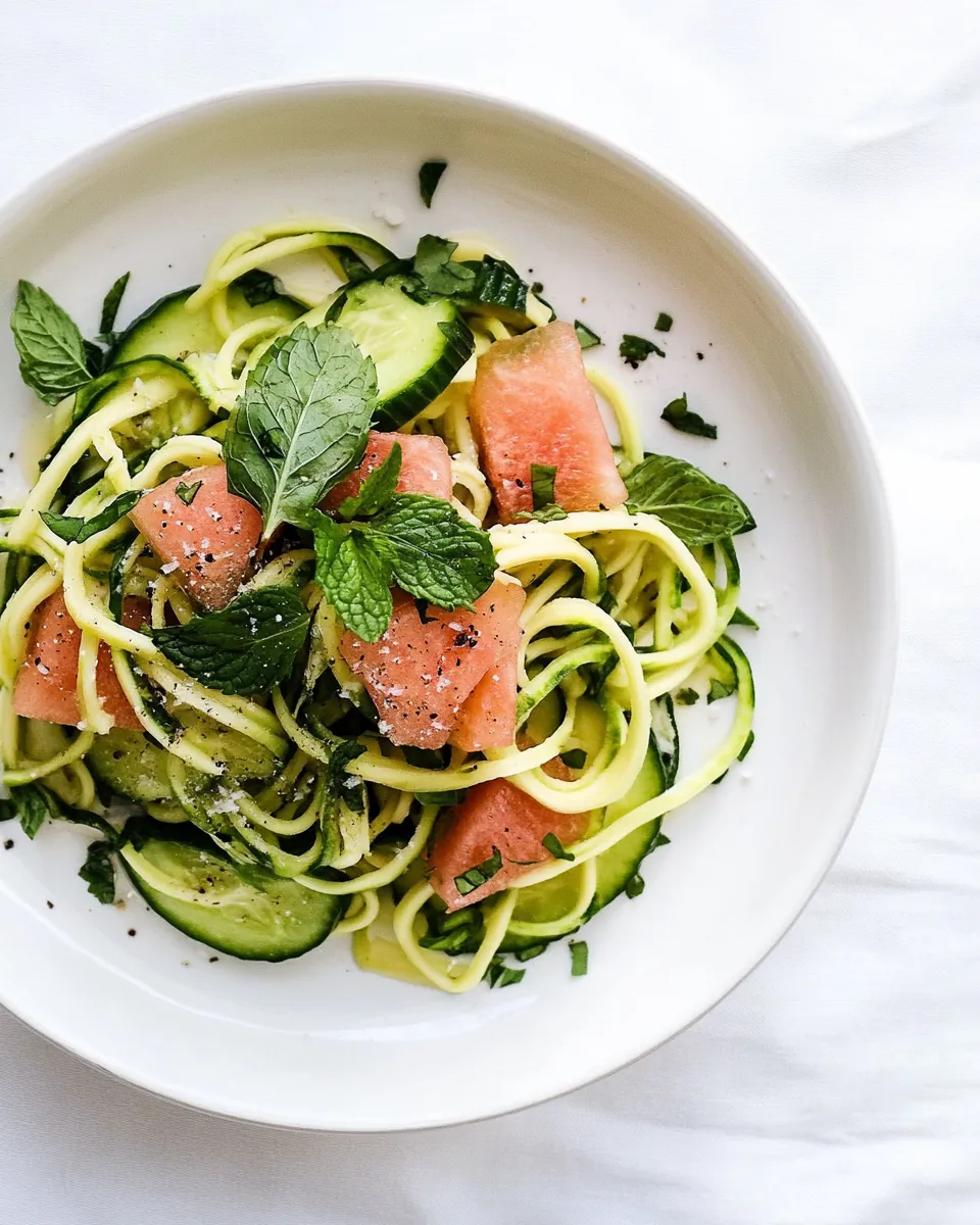 Chili Lime Cucumber Noodles on Salted Watermelon