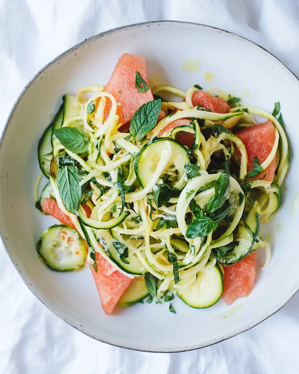 Chili Lime Cucumber Noodles on Salted Watermelon