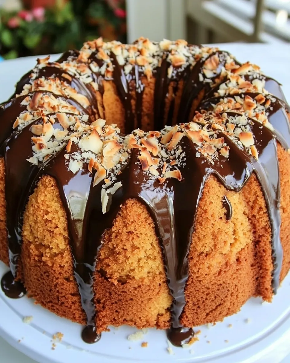 Chocolate Coconut and Pumpkin Marble Bundt Cake