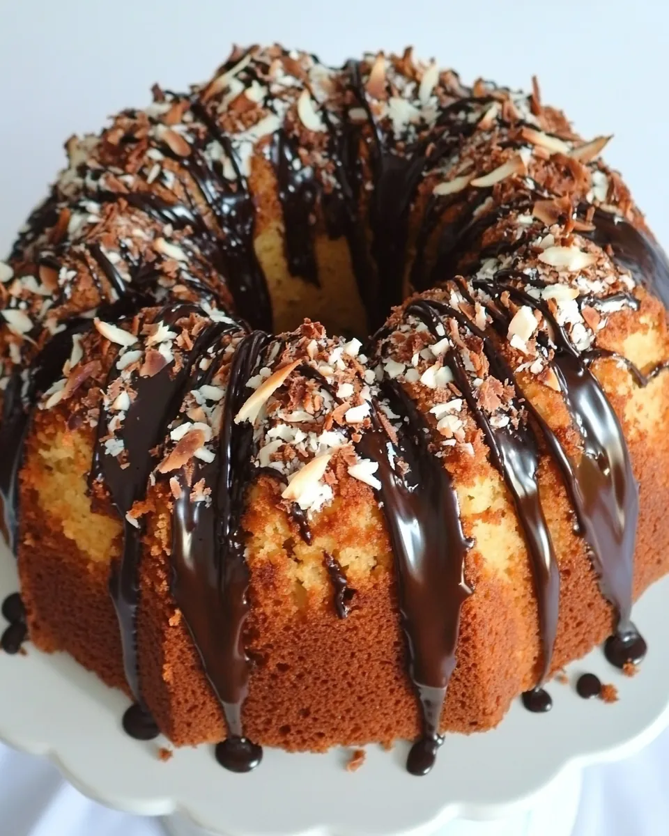 Chocolate Coconut and Pumpkin Marble Bundt Cake