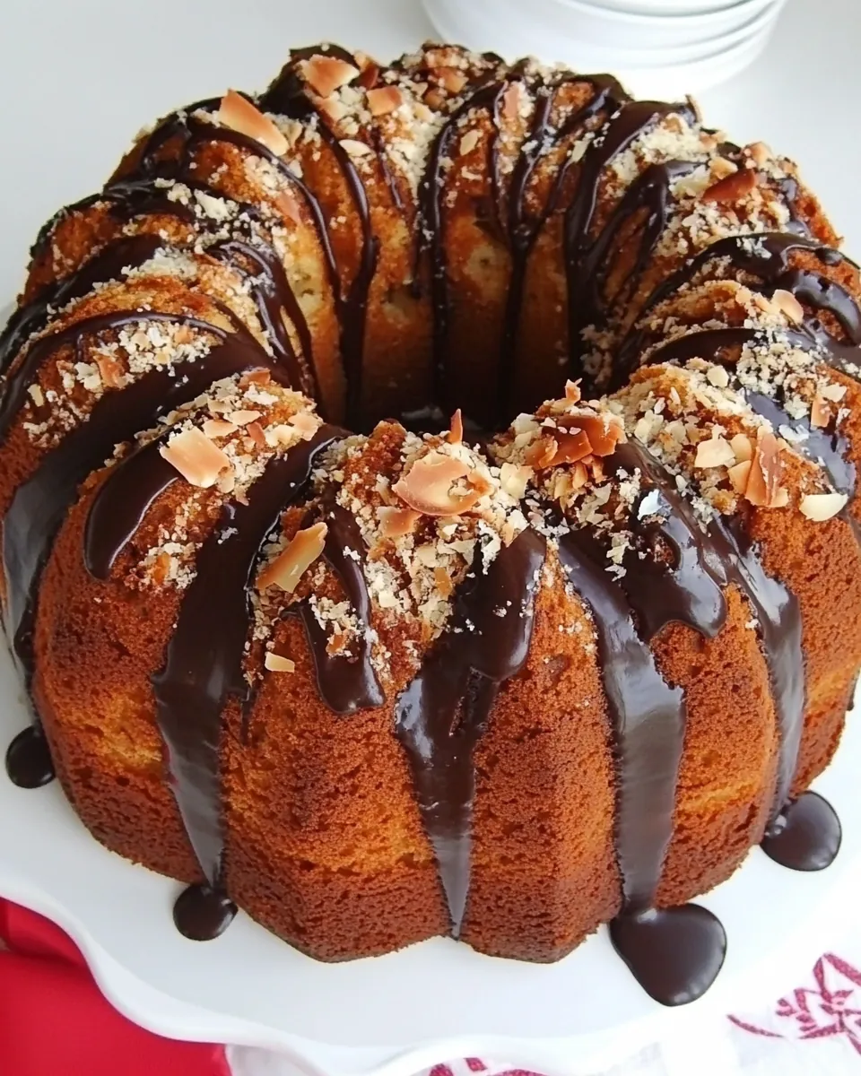 Chocolate Coconut and Pumpkin Marble Bundt Cake