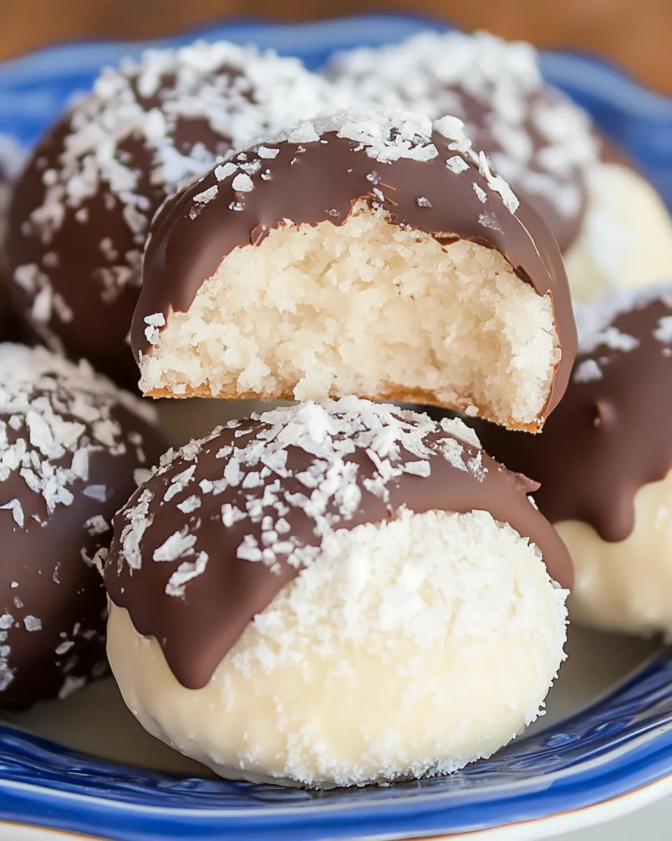Chocolate Dipped Snowball Cookies