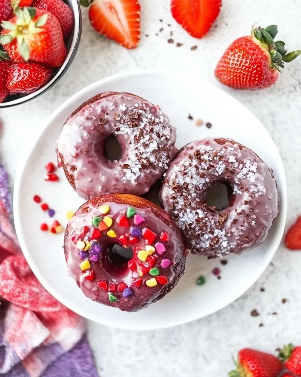 Chocolate Strawberry Baked Donuts
