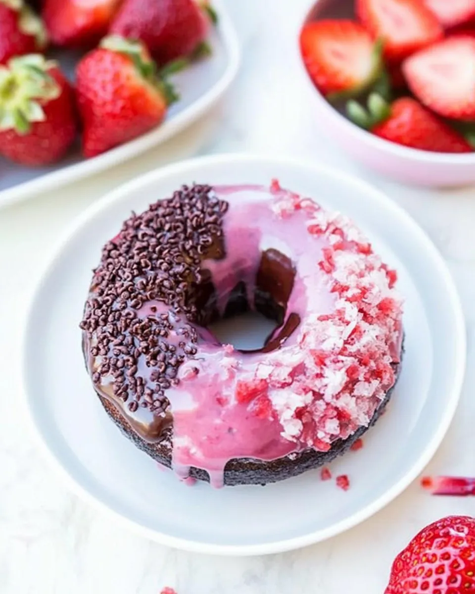 Chocolate Strawberry Baked Donuts