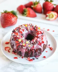 Chocolate Strawberry Baked Donuts