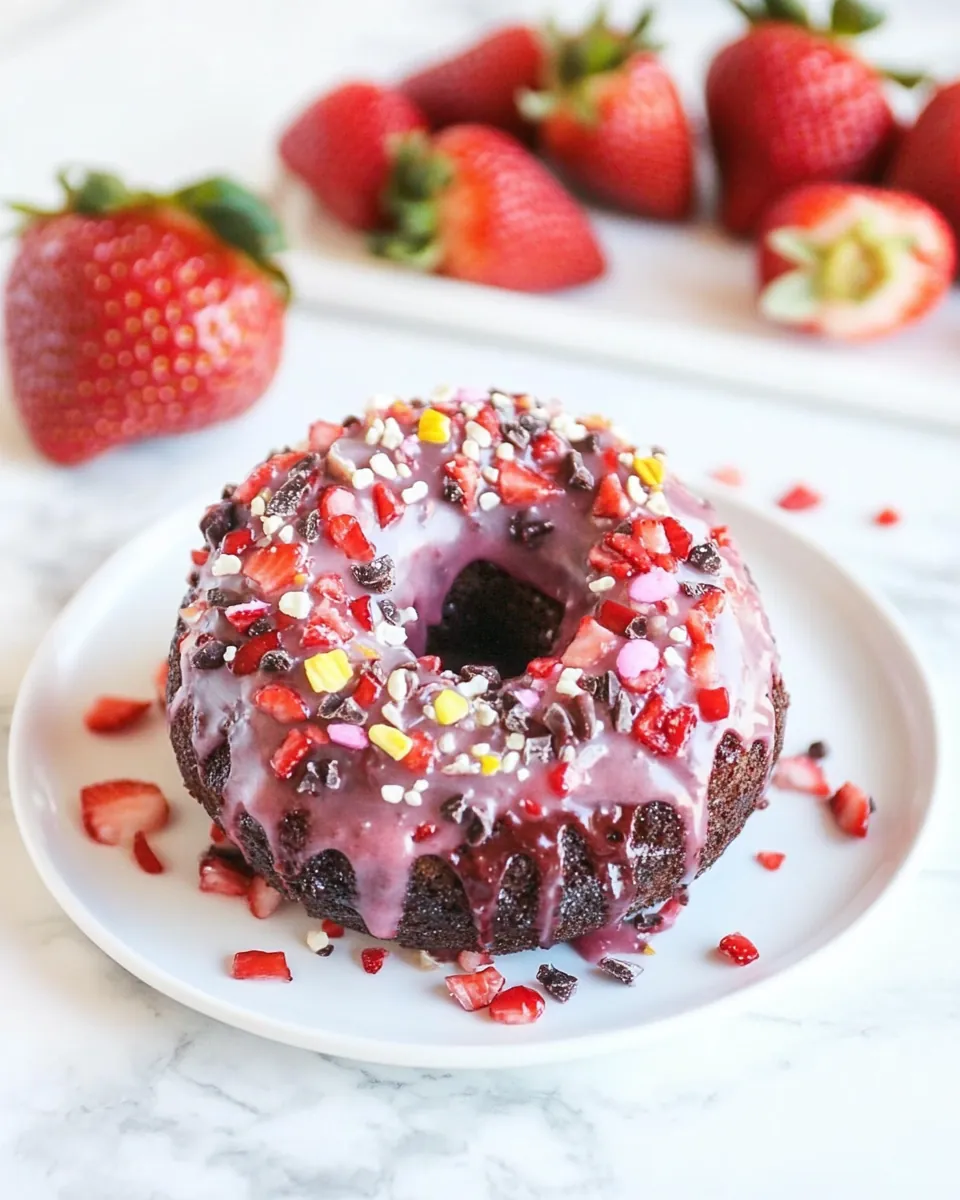 Chocolate Strawberry Baked Donuts