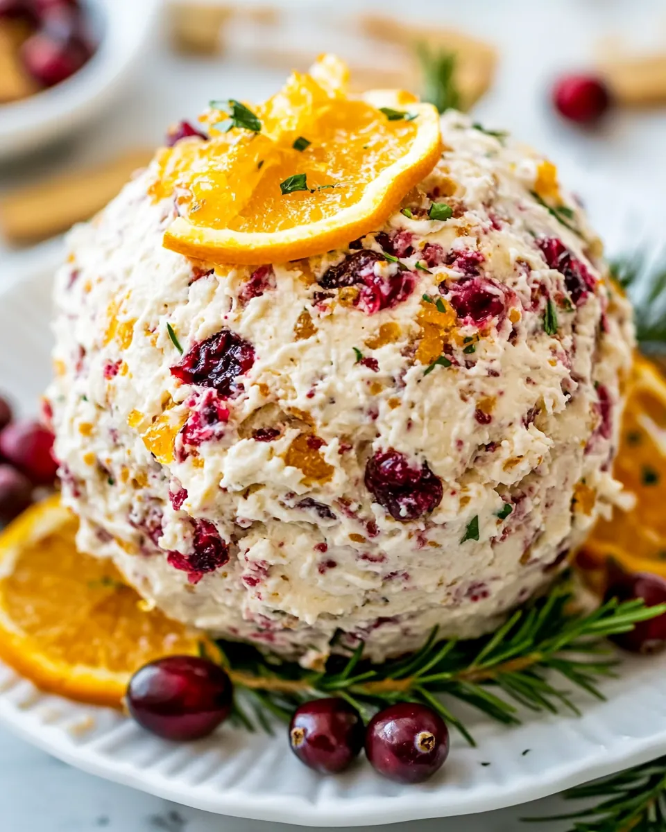 Christmas Cheese Ball Recipe with Orange and Cranberry