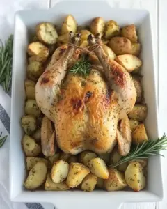Classic Roast Chicken with Mustard Potatoes