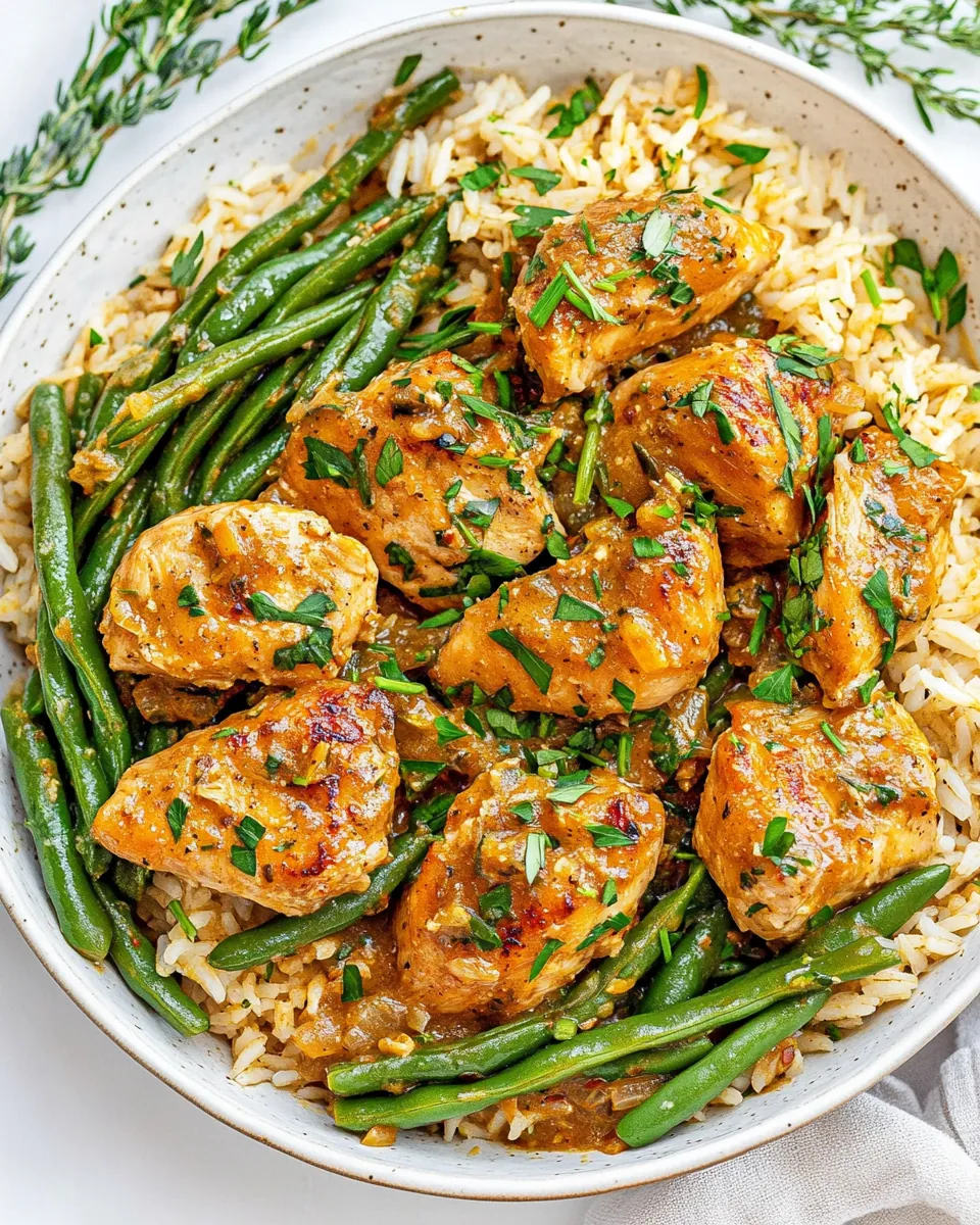 Coconut Chicken with Rice and Green Beans